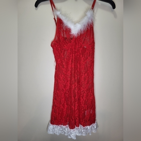 Avidlove small Santa Red dress lingerie no belt Mrs Claus babydoll red white - Picture 6 of 16